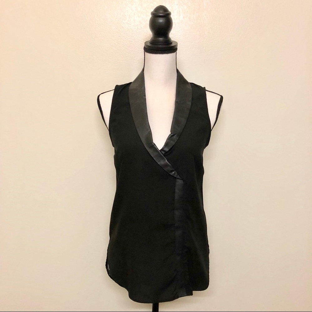 PJK Patterson J Kincaid Leather collard tank top